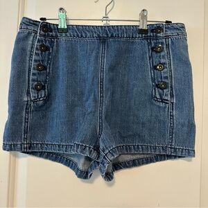 EUC Free People Jean Sailor Button-Up Shorts Size 28